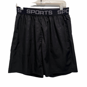 SHEIN Men’s Black Athletic Shorts – Size M – Elastic “SPORTS” Waistband